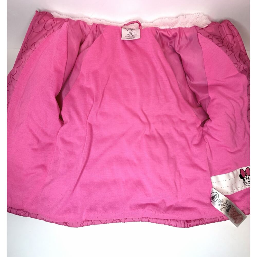Disney‎ Collection Minnie Mouse All Over Print Hooded Puffer Jacket Pink Sz 2 - Picture 8 of 8